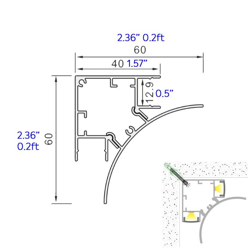 LED Rope Corner Ceiling Narrow Backlit Crown Molding Lighting Profile White LED Rope Corner Ceiling Narrow Backlit Crown Molding Lighting Profile White